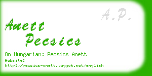 anett pecsics business card